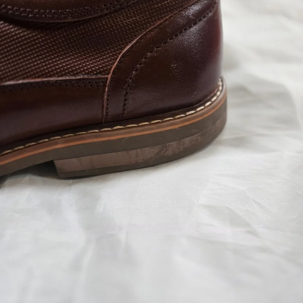 Steve Madden Oakes Men's Brown Leather Derby Dress Shoes Size 13 Lace Up Comfort